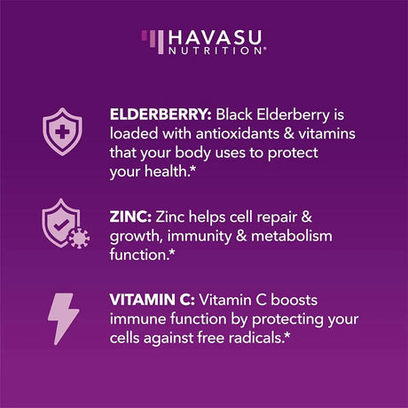 HAVASU NUTRITION - Havasu Nutrition Elderberry Gummies with Zinc and Vitamin C 60 Gomitas - The Red Vitamin MX - Suplementos Alimenticios - {{ shop.shopifyCountryName }}