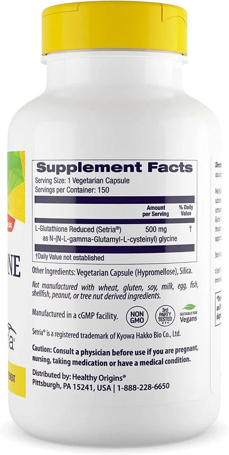 HEALTHY ORIGINS - Healthy Origins L-Glutathione 500Mg. 150 Capsulas - The Red Vitamin MX - Suplementos Alimenticios - {{ shop.shopifyCountryName }}