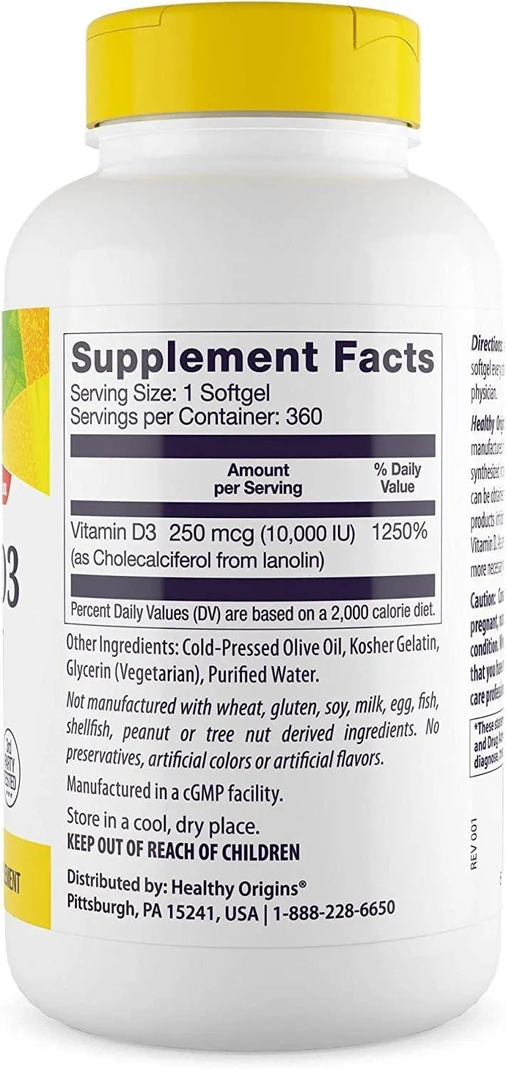 HEALTHY ORIGINS - Healthy Origins Vitamin D3 10,000IU 360 Capsulas Blandas - The Red Vitamin MX - Suplementos Alimenticios - {{ shop.shopifyCountryName }}