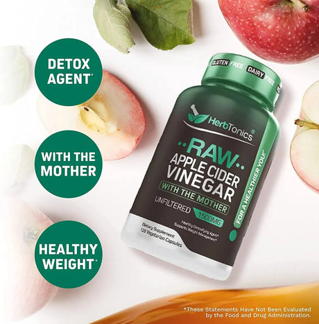 HERBTONICS - Herbtonics Raw Apple Cider Vinegar 120 Capsulas - The Red Vitamin MX - Suplementos Alimenticios - {{ shop.shopifyCountryName }}