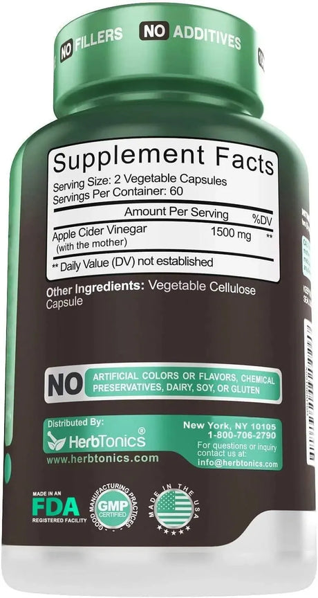 HERBTONICS - Herbtonics Raw Apple Cider Vinegar 120 Capsulas - The Red Vitamin MX - Suplementos Alimenticios - {{ shop.shopifyCountryName }}