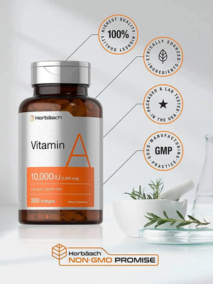 HORBAACH - Horbaach Vitamin A 10,000IU 300 Capsulas Blandas - The Red Vitamin MX - Suplementos Alimenticios - {{ shop.shopifyCountryName }}