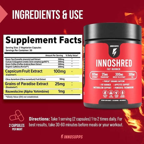 INNOSUPPS - InnoSupps Inno Shred Day Time Fat Burner 60 Capsulas - The Red Vitamin MX - Suplementos Alimenticios - {{ shop.shopifyCountryName }}