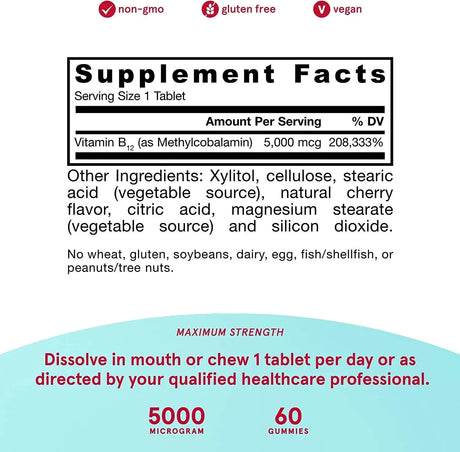 JARROW FORMULAS - Jarrow Formulas Methylcobalamin Methyl B12 5000Mcg. 60 Pastillas Chupables - The Red Vitamin MX - Suplementos Alimenticios - {{ shop.shopifyCountryName }}