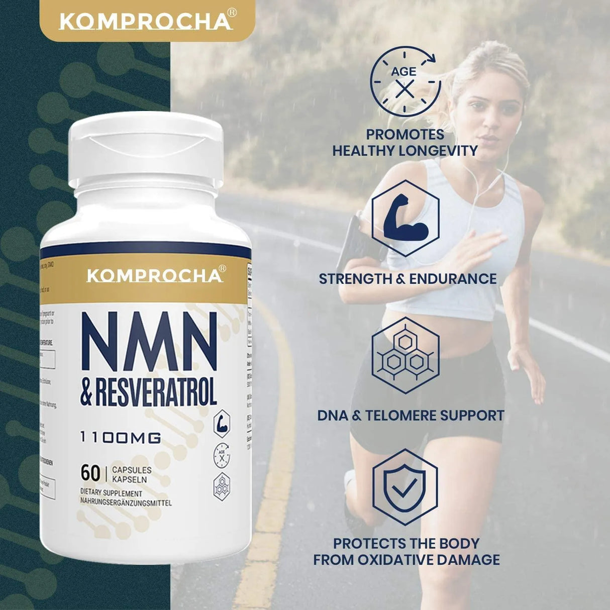 KOMPROCHA - Komprocha NAD 1100Mg. 60 Capsulas - The Red Vitamin MX - Suplementos Alimenticios - {{ shop.shopifyCountryName }}