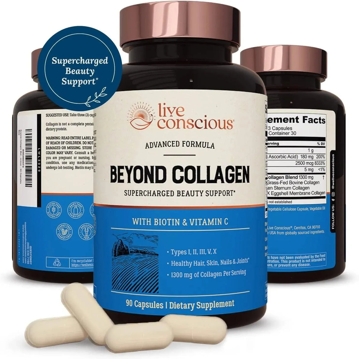 LIVE CONSCIOUS - Live Conscious Beyond Collagen Multi Collagen 90 Capsulas - The Red Vitamin MX - Suplementos Alimenticios - {{ shop.shopifyCountryName }}