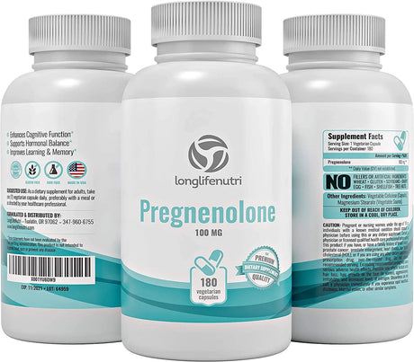 LONGLIFENUTRI - LongLifeNutri Pregnenolone 100Mg. 180 Capsulas - The Red Vitamin MX - Suplementos Alimenticios - {{ shop.shopifyCountryName }}