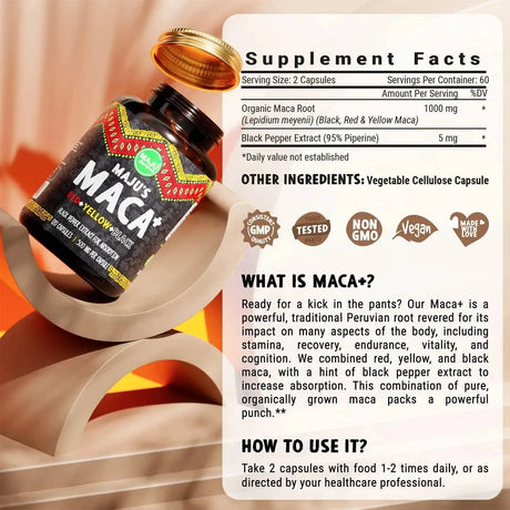 MAJU SUPERFOODS - Maju Superfoods Maca 500Mg. 120 Capsulas - The Red Vitamin MX - Suplementos Alimenticios - {{ shop.shopifyCountryName }}