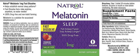 NATROL - Natrol Melatonin Extra Strength Fast Dissolve 1Mg. 200 Tabletas - The Red Vitamin MX - Suplementos Alimenticios - {{ shop.shopifyCountryName }}