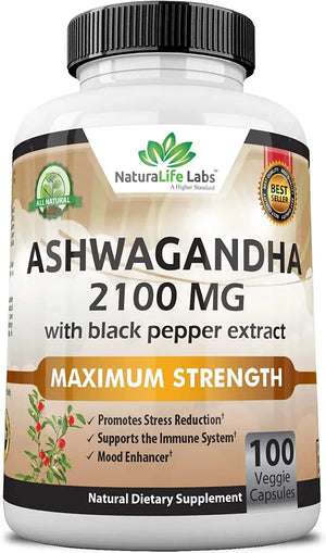 NATURALIFE LABS - NaturaLife Labs Ashwagandha 2100Mg. 100 Capsulas - The Red Vitamin MX - Suplementos Alimenticios - {{ shop.shopifyCountryName }}