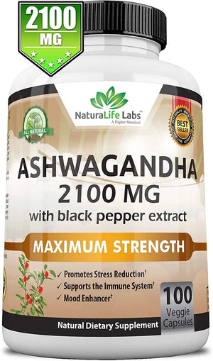 NATURALIFE LABS - NaturaLife Labs Ashwagandha 2100Mg. 100 Capsulas - The Red Vitamin MX - Suplementos Alimenticios - {{ shop.shopifyCountryName }}