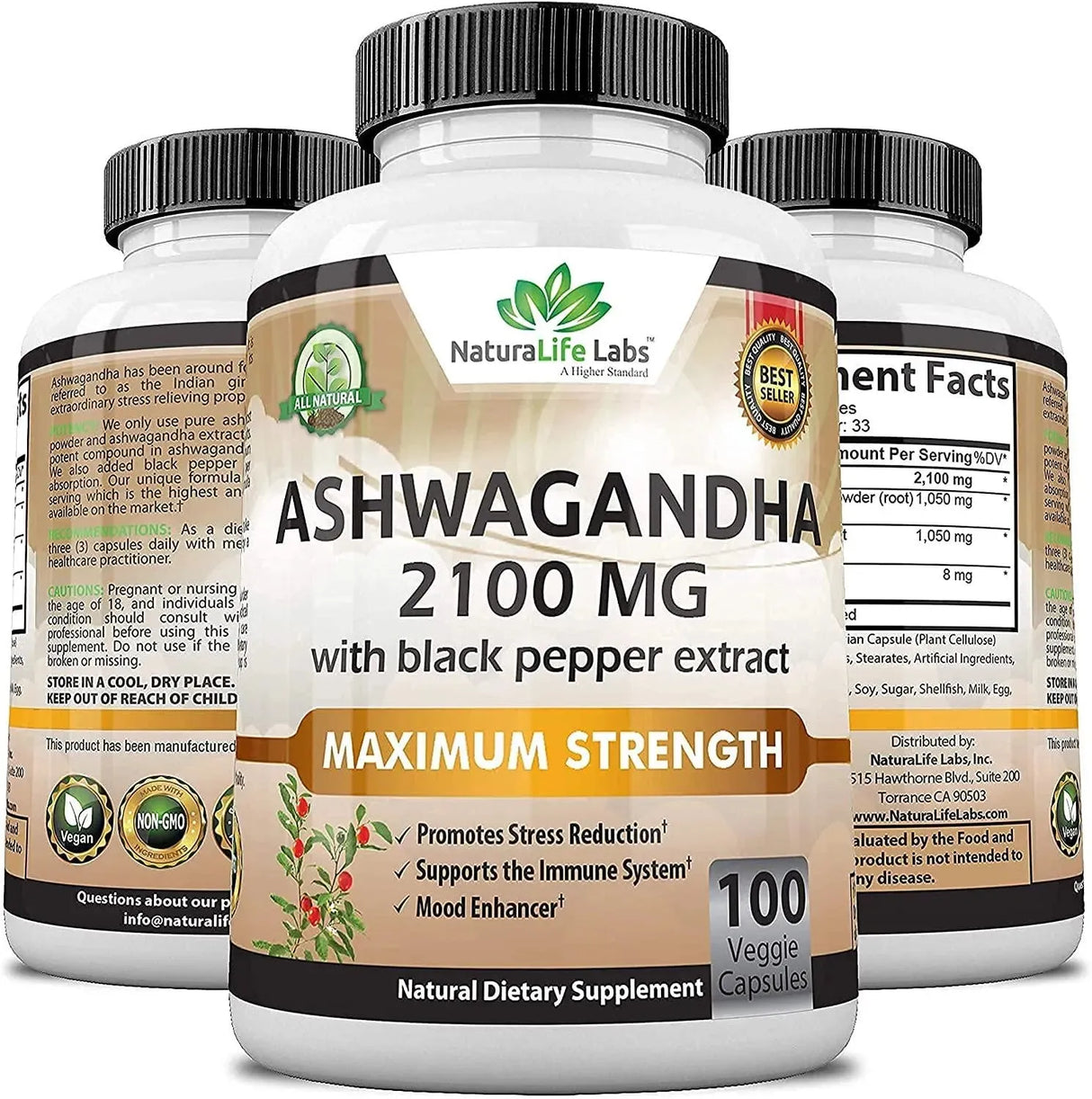 NATURALIFE LABS - NaturaLife Labs Ashwagandha 2100Mg. 100 Capsulas - The Red Vitamin MX - Suplementos Alimenticios - {{ shop.shopifyCountryName }}