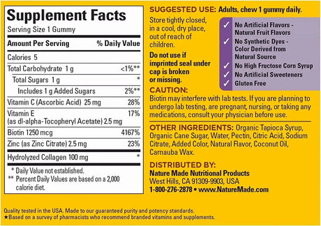 NATURE MADE - Nature Made Collagen Gummies with Vitamin C Zinc and Biotin 60 Gomitas - The Red Vitamin MX - Suplementos Alimenticios - {{ shop.shopifyCountryName }}