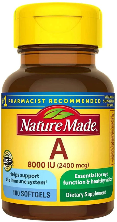 NATURE MADE - Nature Made Vitamin A 8000IU 100 Capsulas Blandas - The Red Vitamin MX - Suplementos Alimenticios - {{ shop.shopifyCountryName }}