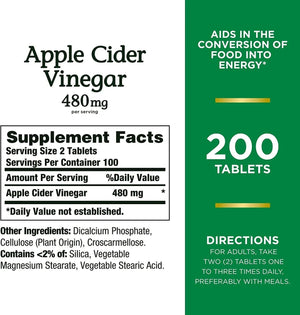 NATURE'S BOUNTY - Nature’s Bounty Apple Cider Vinegar 480Mg. 200 Tabletas - The Red Vitamin MX - Suplementos Alimenticios - {{ shop.shopifyCountryName }}