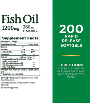 NATURE'S BOUNTY - Nature's Bounty Fish Oil 1200Mg. 200 Capsulas Blandas - The Red Vitamin MX - Suplementos Alimenticios - {{ shop.shopifyCountryName }}