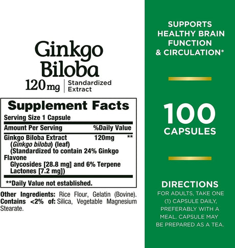 NATURE'S BOUNTY - Nature's Bounty Ginkgo Biloba 120Mg. 100 Capsulas - The Red Vitamin MX - Suplementos Alimenticios - {{ shop.shopifyCountryName }}