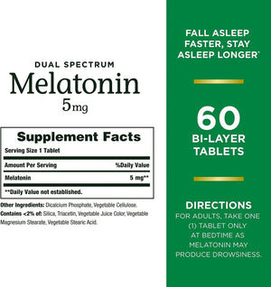 NATURE'S BOUNTY - Nature's Bounty Melatonin Dual Espectrum Bi-Layer 5Mg. 60 Tabletas - The Red Vitamin MX - Suplementos Alimenticios - {{ shop.shopifyCountryName }}