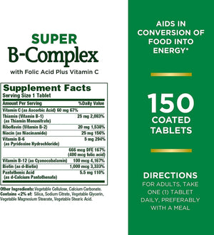 NATURE'S BOUNTY - Nature’s Bounty Super B Complex with Vitamin C & Folic Acid 150 Tabletas - The Red Vitamin MX - Suplementos Alimenticios - {{ shop.shopifyCountryName }}