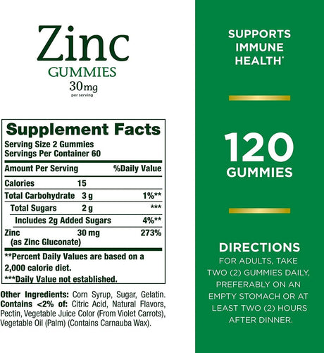 NATURE'S BOUNTY - Nature’s Bounty Zinc 30Mg. Gummies 120 Gomitas - The Red Vitamin MX - Suplementos Alimenticios - {{ shop.shopifyCountryName }}