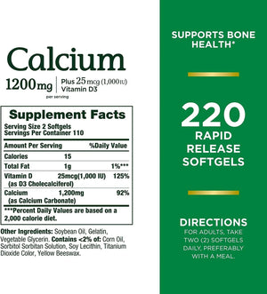 NATURE'S BOUNTY - Nature´s Bounty Calcium+Vitamin D3 220 Capsulas - The Red Vitamin MX - Suplementos Alimenticios - {{ shop.shopifyCountryName }}