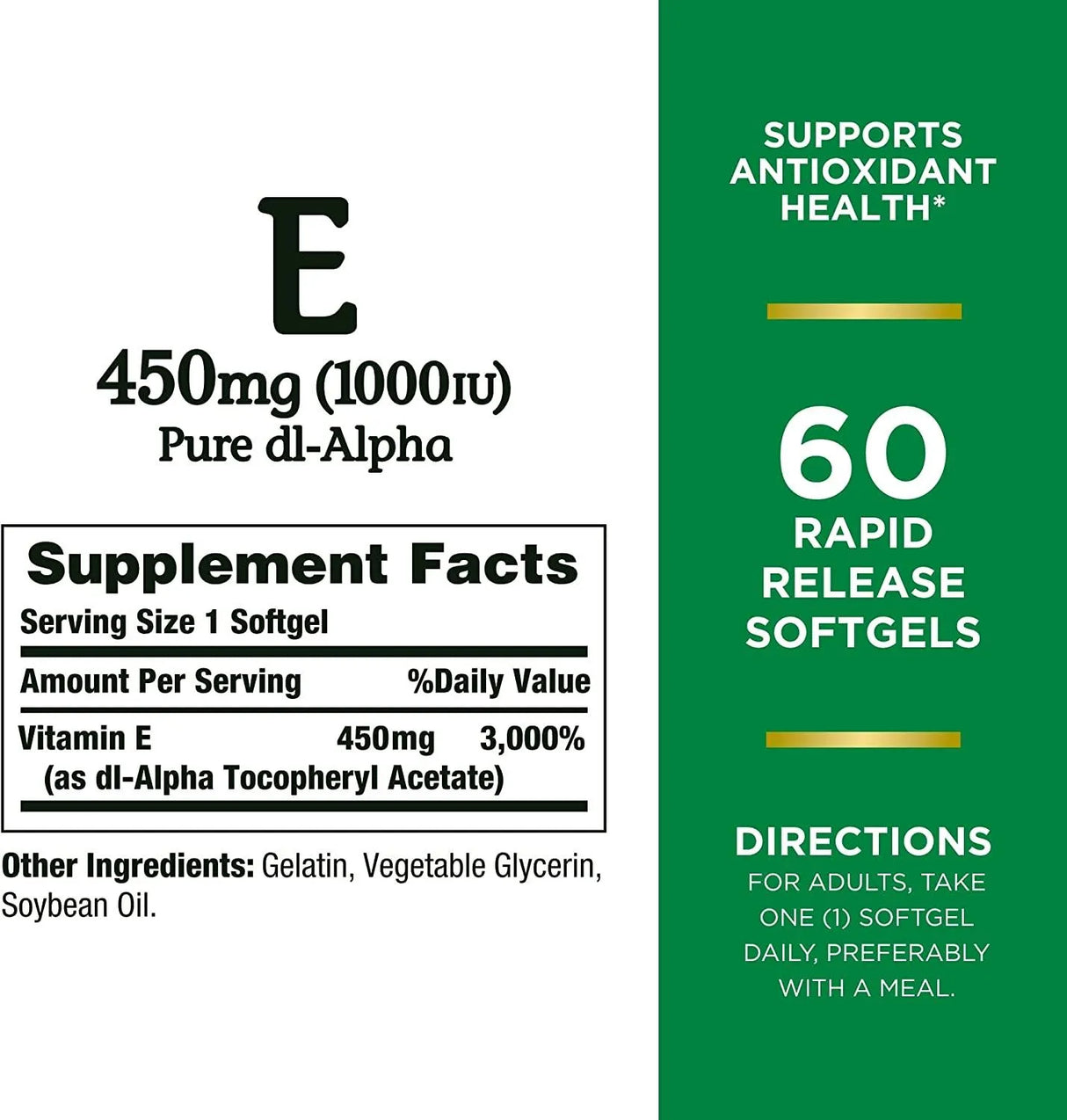 NATURE'S BOUNTY - Nature´s Bounty Vitamin E 450Mg. 1000IU 60 Capsulas - The Red Vitamin MX - Suplementos Alimenticios - {{ shop.shopifyCountryName }}