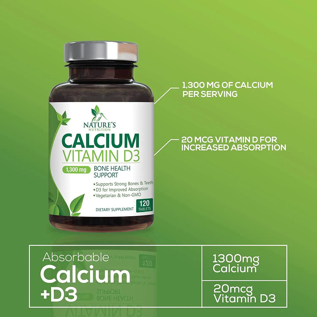 NATURE'S NUTRITION - Nature´s Nutrition Calcium Vitamin D3 120 Tabletas - The Red Vitamin MX - Suplementos Alimenticios - {{ shop.shopifyCountryName }}