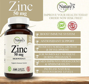 NATURE'S POTENT - Nature's Potent Zinc 50Mg. 100 Tabletas - The Red Vitamin MX - Suplementos Alimenticios - {{ shop.shopifyCountryName }}