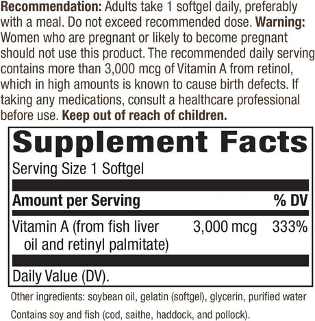 NATURE'S WAY - Nature's Way Vitamin A 3000Mcg. 100 Capsulas - The Red Vitamin MX - Suplementos Alimenticios - {{ shop.shopifyCountryName }}