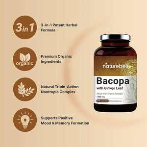 NATUREBELL - NatureBell Bacopa With Ginkgo Leaf 750Mg. 120 Capsulas - The Red Vitamin MX - Suplementos Alimenticios - {{ shop.shopifyCountryName }}