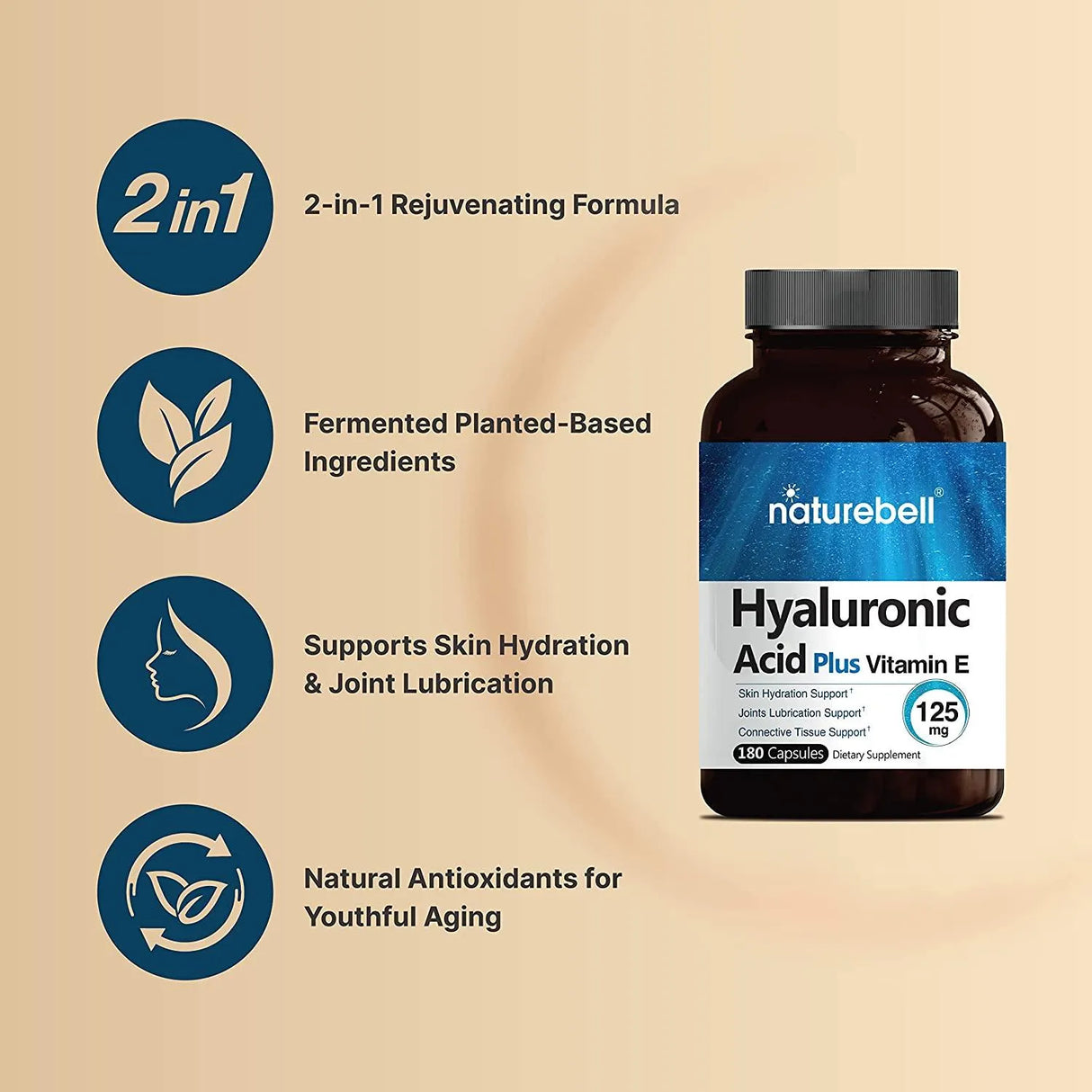 NATUREBELL - NatureBell Hyaluronic Acid with Vitamin E 180 Capsulas - The Red Vitamin MX - Suplementos Alimenticios - {{ shop.shopifyCountryName }}