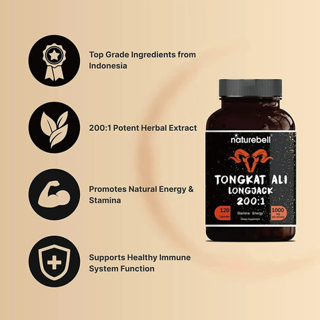 NATUREBELL - NatureBell Tongkat Ali 200:1 as Long Jack Extract 1000Mg. 120 Capsulas - The Red Vitamin MX - Suplementos Alimenticios - {{ shop.shopifyCountryName }}