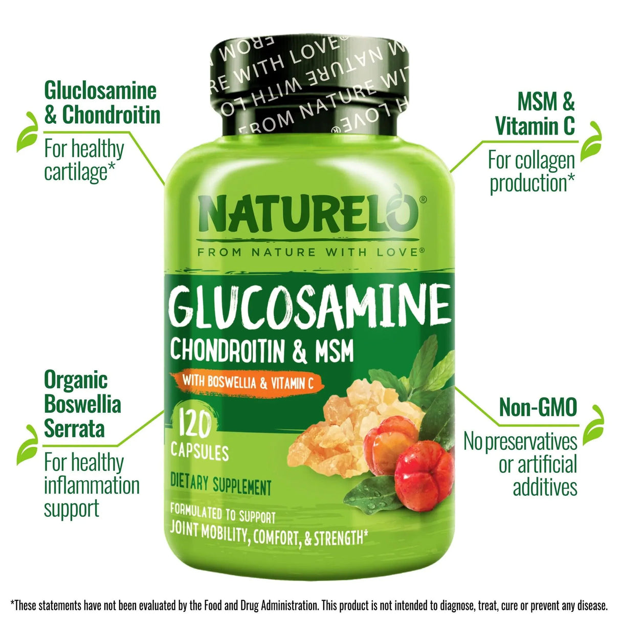 NATURELO - NATURELO Glucosamine Chondroitin MSM with Boswellia & Vitamin C 120 Capsulas - The Red Vitamin MX - Suplementos Alimenticios - {{ shop.shopifyCountryName }}