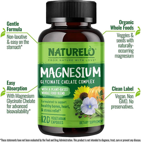 NATURELO - NATURELO Magnesium Glycinate Chelate 200Mg. 120 Capsulas - The Red Vitamin MX - Suplementos Alimenticios - {{ shop.shopifyCountryName }}