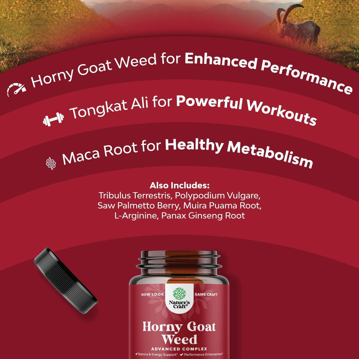 Natures Craft Horny Goat Weed Advanced Complex 1000Mg. 90 Capsulas - The Red Vitamin MX