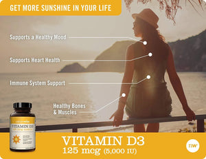 NATUREWISE - NatureWise Vitamin D3 5,000IU 360 Capsulas Blandas Suministro De 1 Año - The Red Vitamin MX - Suplementos Alimenticios - {{ shop.shopifyCountryName }}