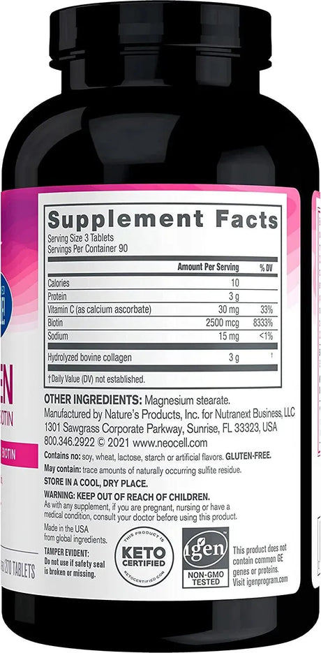 NEOCELL - NeoCell Super Collagen Peptides + Vitamin C & Biotin 270 Tabletas - The Red Vitamin MX - Suplementos Alimenticios - {{ shop.shopifyCountryName }}
