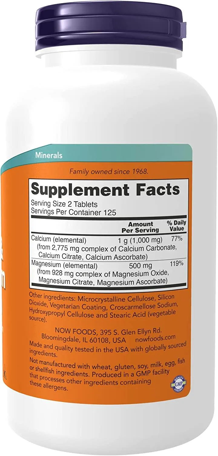 NOW SUPPLEMENTS - NOW Supplements, Calcium & Magnesium 250 Tabletas - The Red Vitamin MX - Suplementos Alimenticios - {{ shop.shopifyCountryName }}