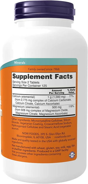 NOW SUPPLEMENTS - NOW Supplements, Calcium & Magnesium 250 Tabletas - The Red Vitamin MX - Suplementos Alimenticios - {{ shop.shopifyCountryName }}