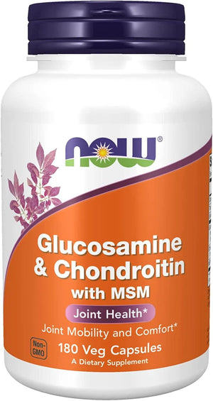 NOW SUPPLEMENTS - NOW Supplements Glucosamine & Chondroitin with MSM Joint Health, Mobility and Comfort 180 Capsulas - The Red Vitamin MX - Suplementos Alimenticios - {{ shop.shopifyCountryName }}