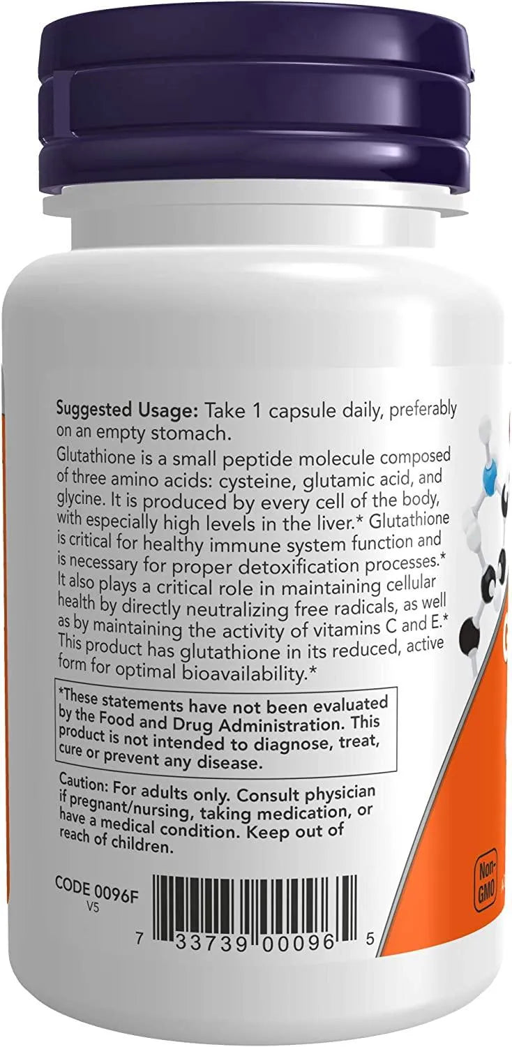 NOW SUPPLEMENTS - NOW Supplements Glutathione 250Mg. Free Radical Neutralizer 60 Capsulas - The Red Vitamin MX - Suplementos Alimenticios - {{ shop.shopifyCountryName }}