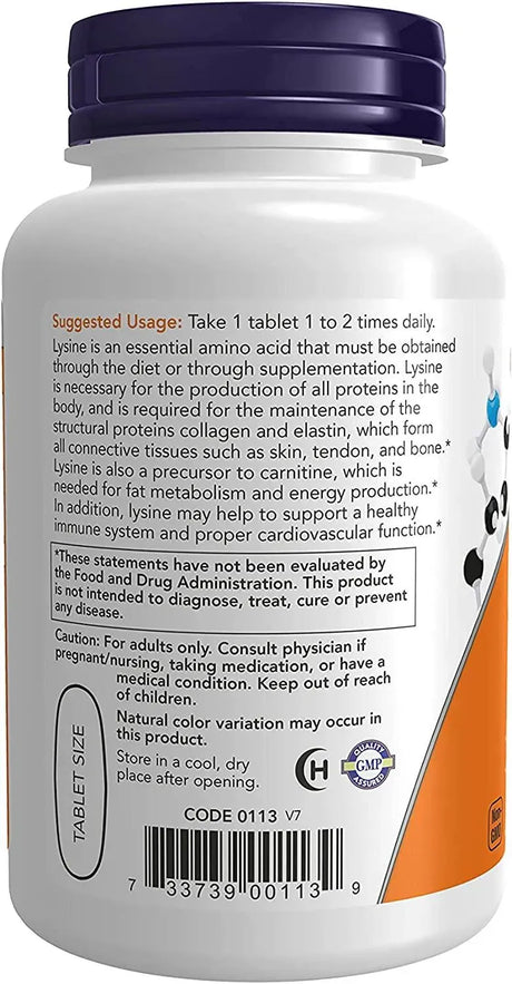 NOW SUPPLEMENTS - NOW Supplements L-Lysine Double Strength 1000Mg 100 Tabletas - The Red Vitamin MX - Suplementos Alimenticios - {{ shop.shopifyCountryName }}
