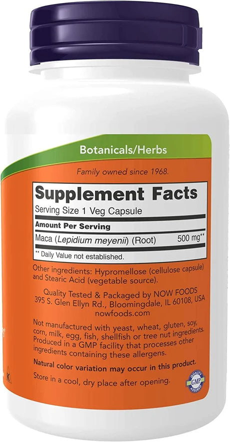 NOW SUPPLEMENTS - NOW Supplements Maca 500Mg. 250 Capsulas - The Red Vitamin MX - Suplementos Alimenticios - {{ shop.shopifyCountryName }}