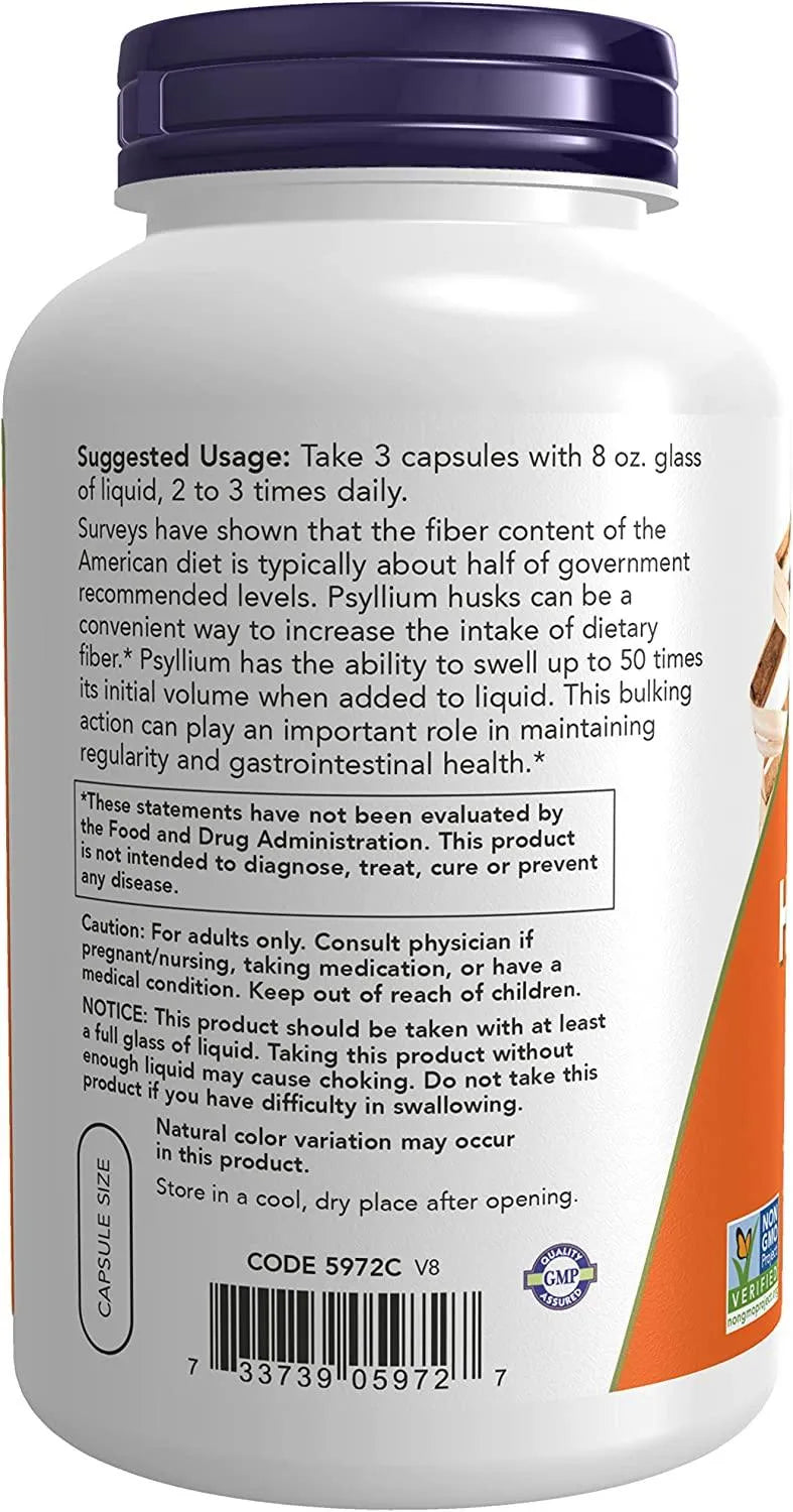 NOW SUPPLEMENTS - NOW Supplements Psyllium Husk Caps 500Mg. 500 Capsulas - The Red Vitamin MX - Suplementos Alimenticios - {{ shop.shopifyCountryName }}