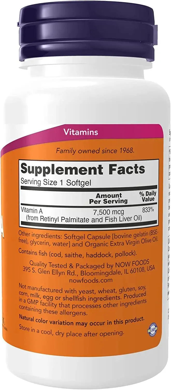 NOW SUPPLEMENTS - NOW Supplements Vitamin A 25,000IU 250 Capsulas Blandas - The Red Vitamin MX - Suplementos Alimenticios - {{ shop.shopifyCountryName }}