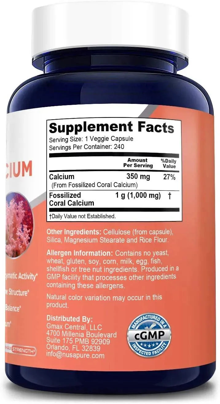 NUSAPURE - Nusapure Coral Calcium 1000Mg. 240 Capsulas - The Red Vitamin MX - Suplementos Alimenticios - {{ shop.shopifyCountryName }}