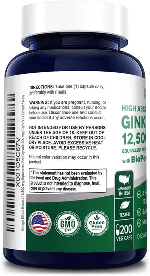 NUSAPURE - Nusapure Ginkgo Biloba 12,500Mg. 200 Capsulas - The Red Vitamin MX - Suplementos Alimenticios - {{ shop.shopifyCountryName }}