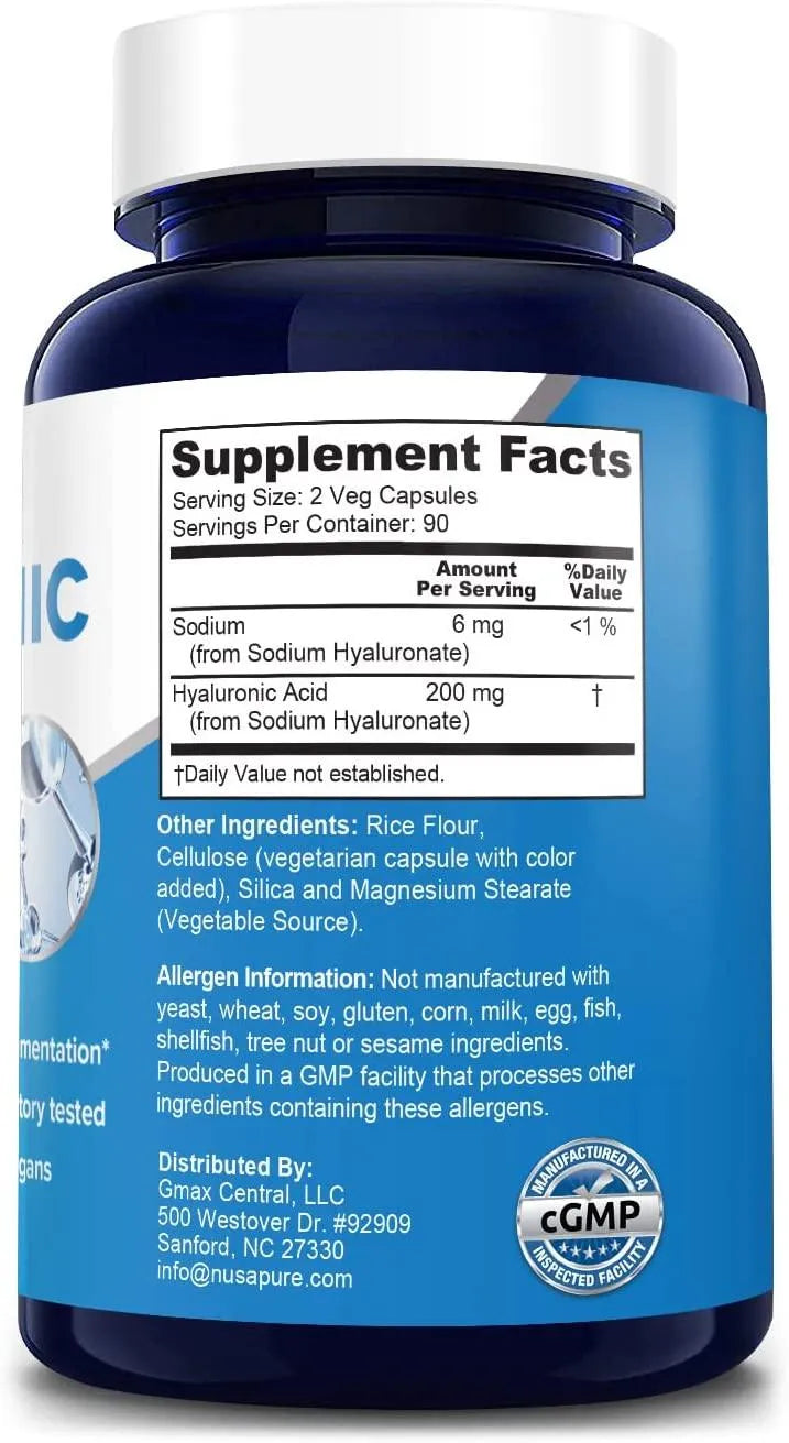 NUSAPURE - Nusapure Hyaluronic Acid 200Mg. 180 Capsulas - The Red Vitamin MX - Suplementos Alimenticios - {{ shop.shopifyCountryName }}