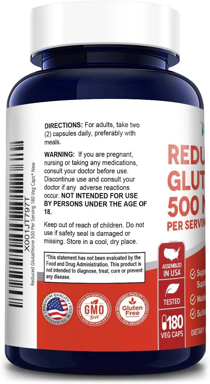 NUSAPURE - Nusapure Reduced Glutathione 500Mg. 180 Capsulas - The Red Vitamin MX - Suplementos Alimenticios - {{ shop.shopifyCountryName }}