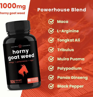 NUTRACHAMPS - Nutra Champs Horny Goat Weed 60 Capsulas - The Red Vitamin MX - Suplementos Alimenticios - {{ shop.shopifyCountryName }}